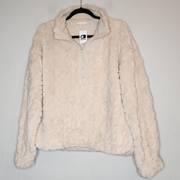 NWT Buckle Cozy Sherpa Fleece Cream 1/4 Zip Pullover Soft Stretch Size Small - Picture 1 of 16